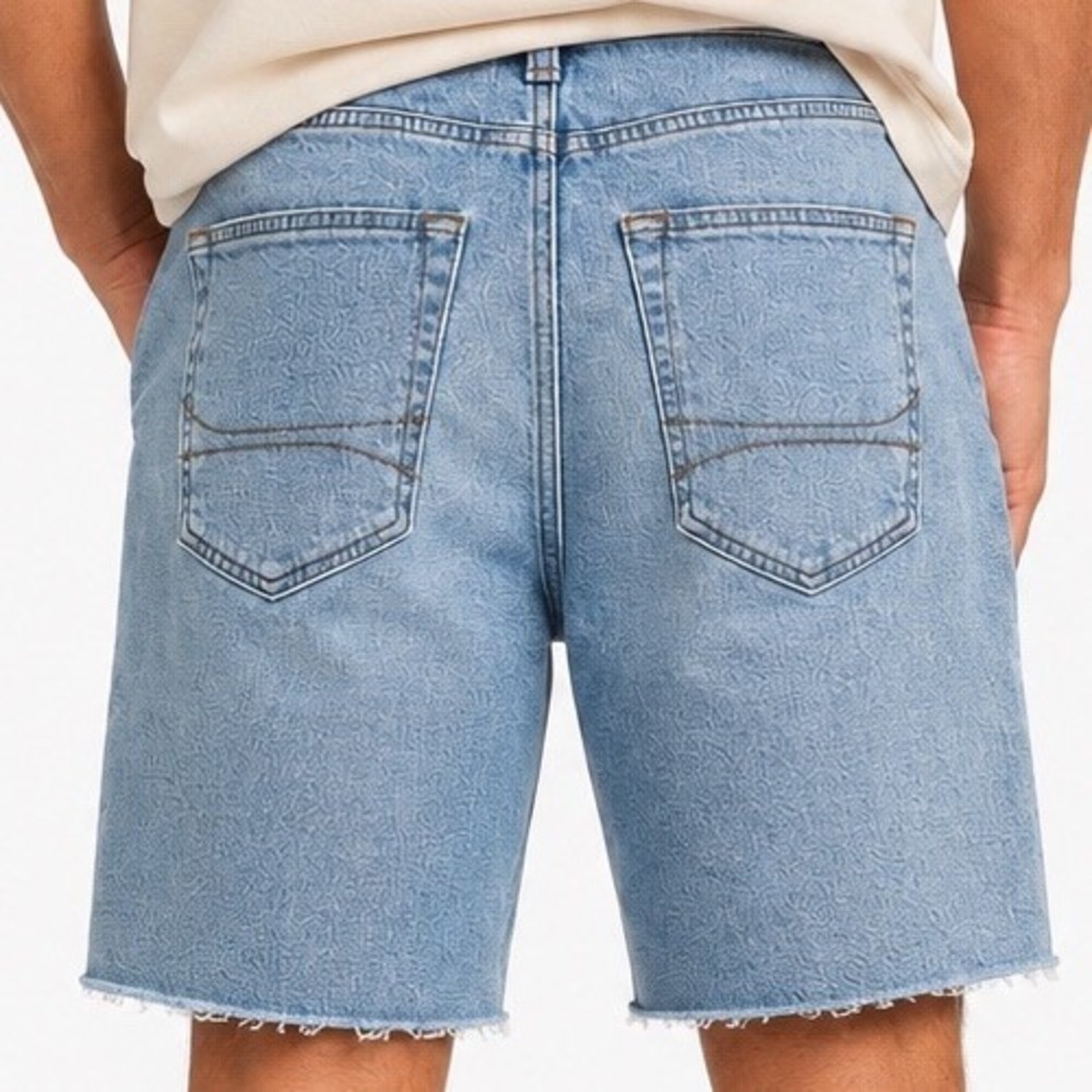HOLLISTER Light Wash Loose Baggy Jean Short 8" Insteam Jorts Size 29